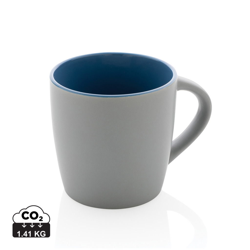 Mug personnalisé 300ml en céramique avec intérieur coloré bleu et gris